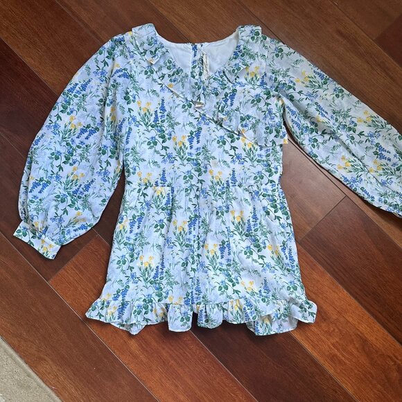 Janie and Jack Other - Janie & Jack White Blue and Green Floral Swing Dress Size 10